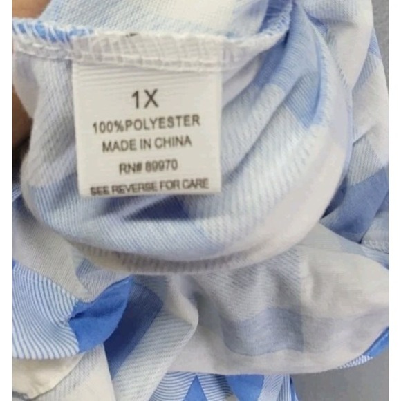 Eden & Olivia Womens Shirt Plaid Checkered Button Up Womens 1X Blue White Blouse - Picture 8 of 10